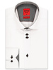 XOOS Men's white double chest buttons dress shirt with monochrome printed lining
