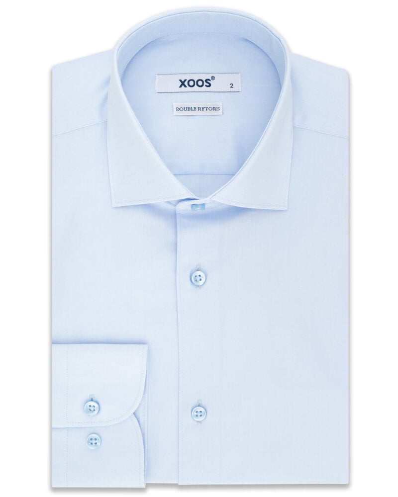 XOOS Men's blue diamond shirt with an Italian collar in fine twill (Double Twisted)