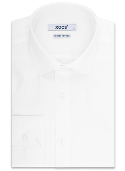 XOOS Chemise homme en coton piqué blanc (Double Retors)