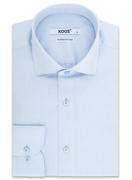 XOOS Men's light blue cotton piqué dress shirt (Double Twisted)