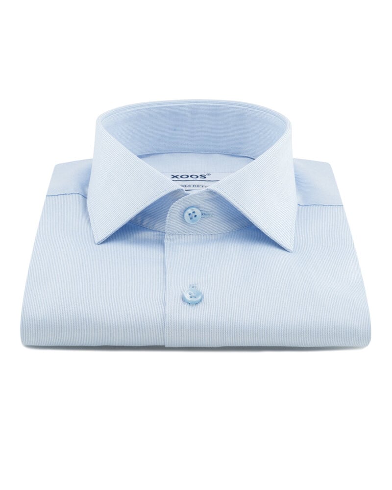 Navy blue cotton pique shirt – White buttons – Carbon Crown