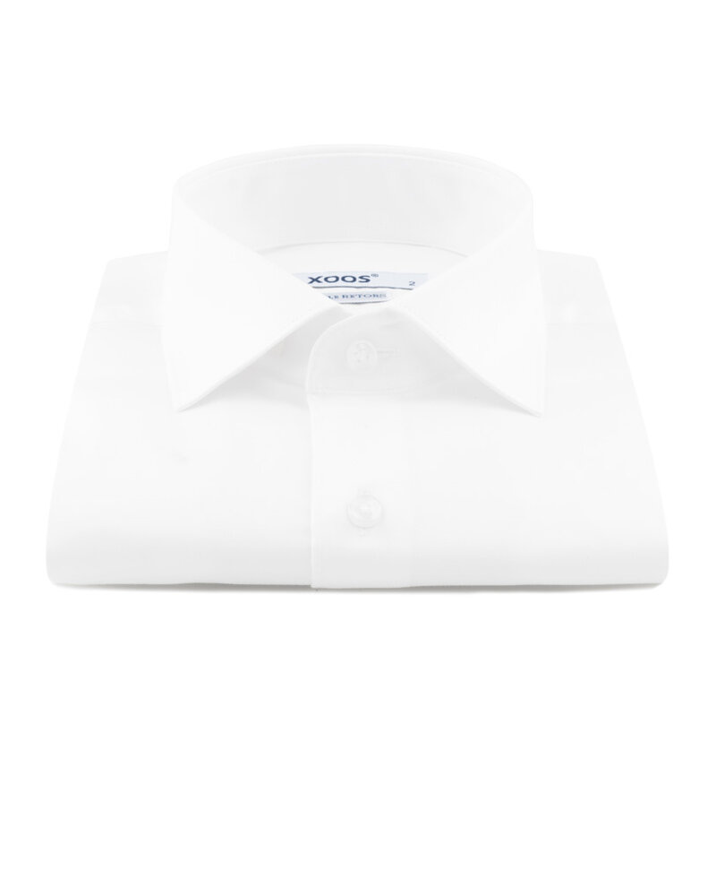 XOOS Men's white gabardeen dress shirt with Cutaway collar (Double Twisted)