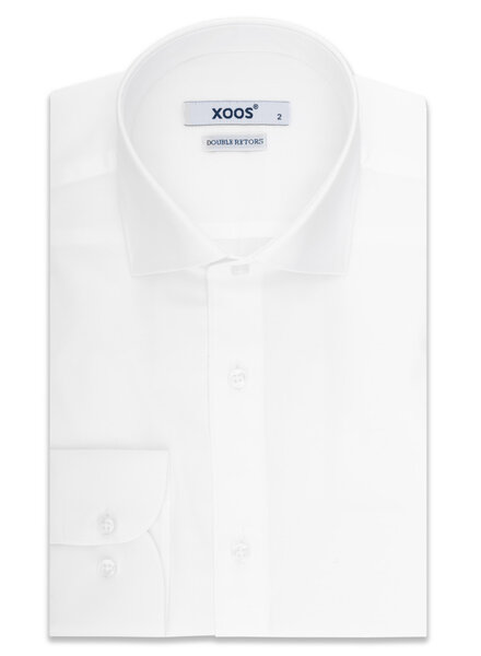 XOOS Men's white gabardeen dress shirt with Cutaway collar (Double Twisted)