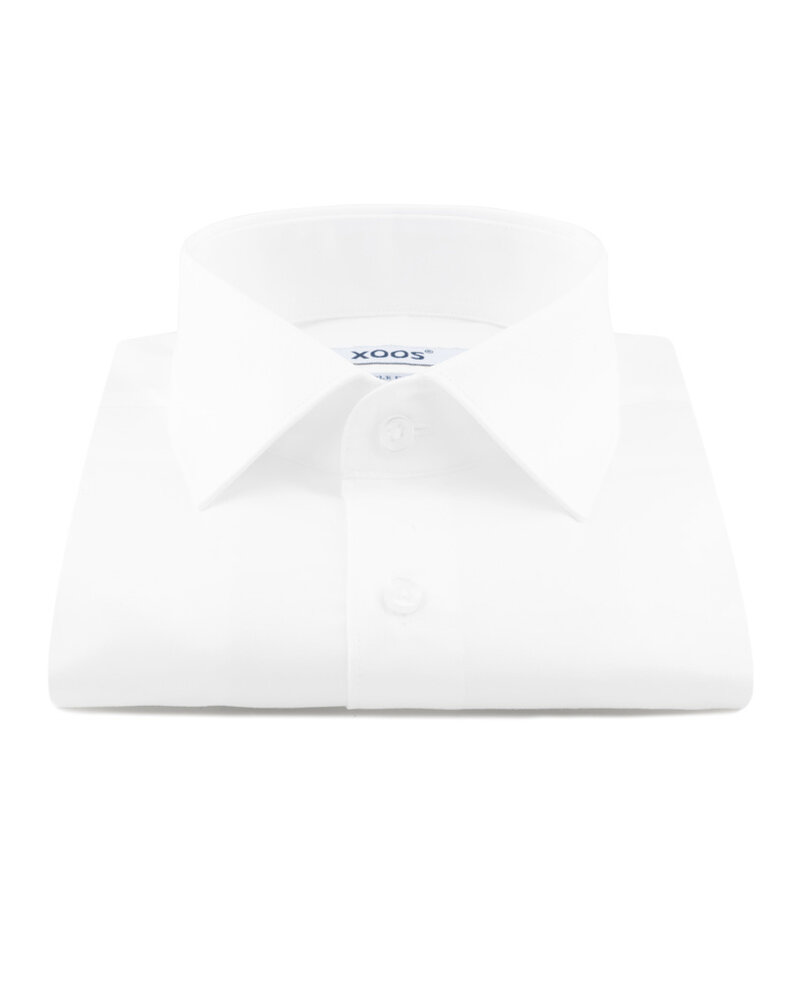 XOOS Men's white gabardeen dress shirt with French collar (Double Twisted)