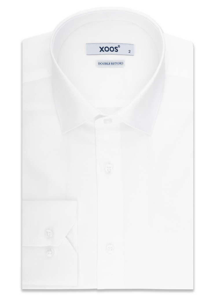 Men's white gabardeen dress shirt with French collar (Double Twisted ...