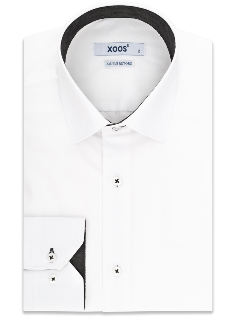 Men's white shirt with black jacquard floral lining (Double Twisted ...