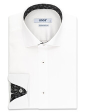 XOOS Men's white shirt with Neapolitan cuffs and black floral lining