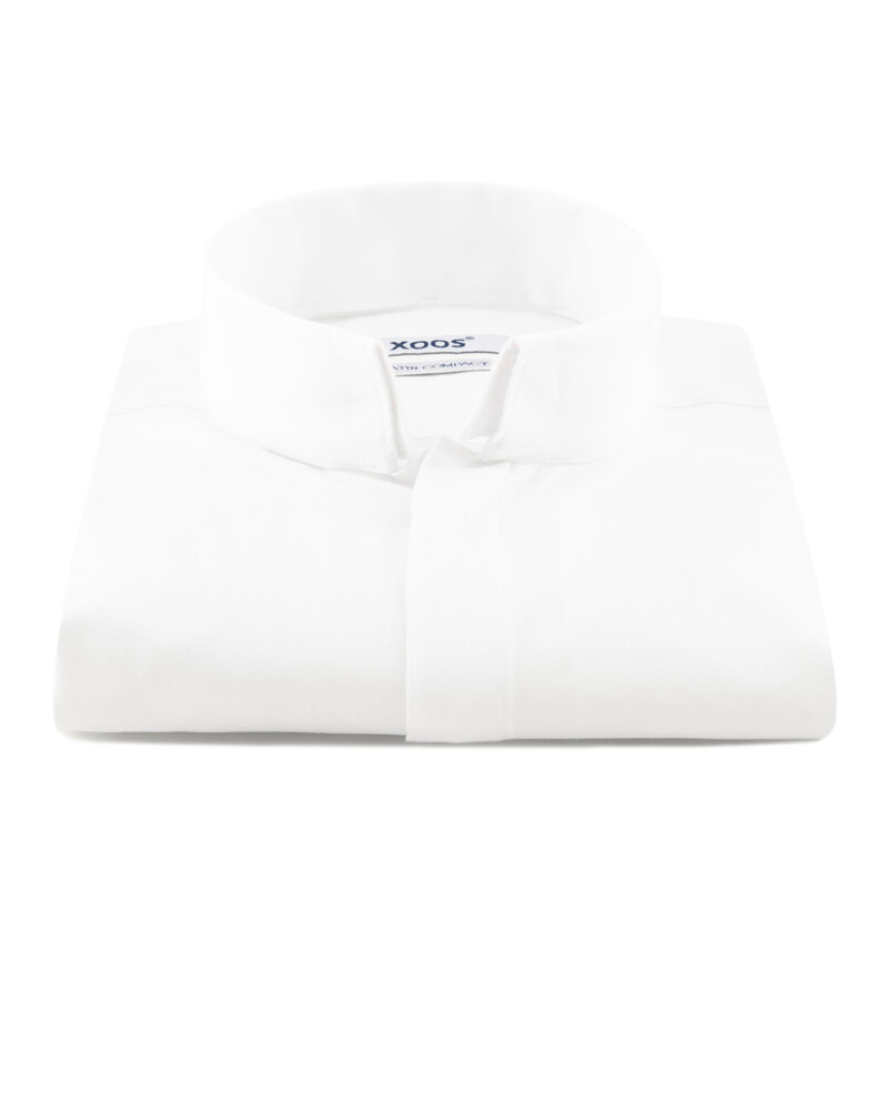 XOOS Men's reversed officer collar white REGULAR CUT dress shirt (Sateen cotton)