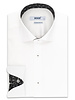 XOOS Men's white REGULAR-CUT dress shirt with Neapolitan cuffs and black floral lining