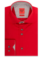 XOOS Chemise homme NON CINTRÉE rouge à double boutonnage doublure rouge à motifs imprimés