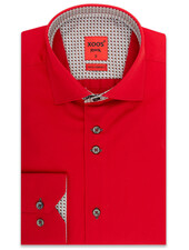 XOOS Men's red CLASSIC-FIT dress shirt printed patterned red lining (double chest-button)