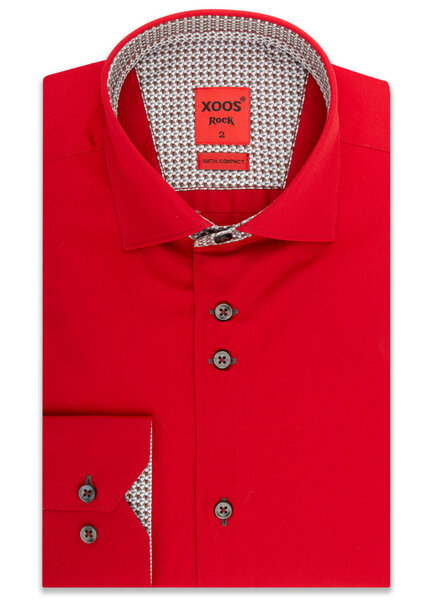 XOOS Chemise homme NON CINTRÉE rouge à double boutonnage doublure rouge à motifs imprimés