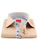 XOOS Men's beige CLASSIC-FIT dress shirt blue printed patterned and Liberty lining (double chest-button)