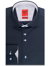 XOOS Chemise homme NON CINTRÉE marine à double boutonnage doublure rose liberty et motifs