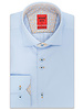XOOS Men's lightblue CLASSIC-FIT dress shirt yellow printed patterned and Liberty lining (double chest-buttons)