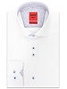 XOOS Men's white CLASSIC-FIT dress shirt pink printed patterned and Liberty lining (double chest-button)