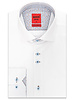 XOOS Men's White CLASSIC-FIT dress shirt brown printed patterned and Liberty lining (double chest-buttons)
