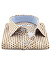 XOOS Spring men's shirt with printed yellow clover motifs and sky blue lining