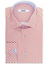 XOOS Chemise homme de printemps à motifs trefles rouges imprimés doublure ciel