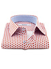 XOOS Spring men's shirt with printed red clover motifs and sky blue lining