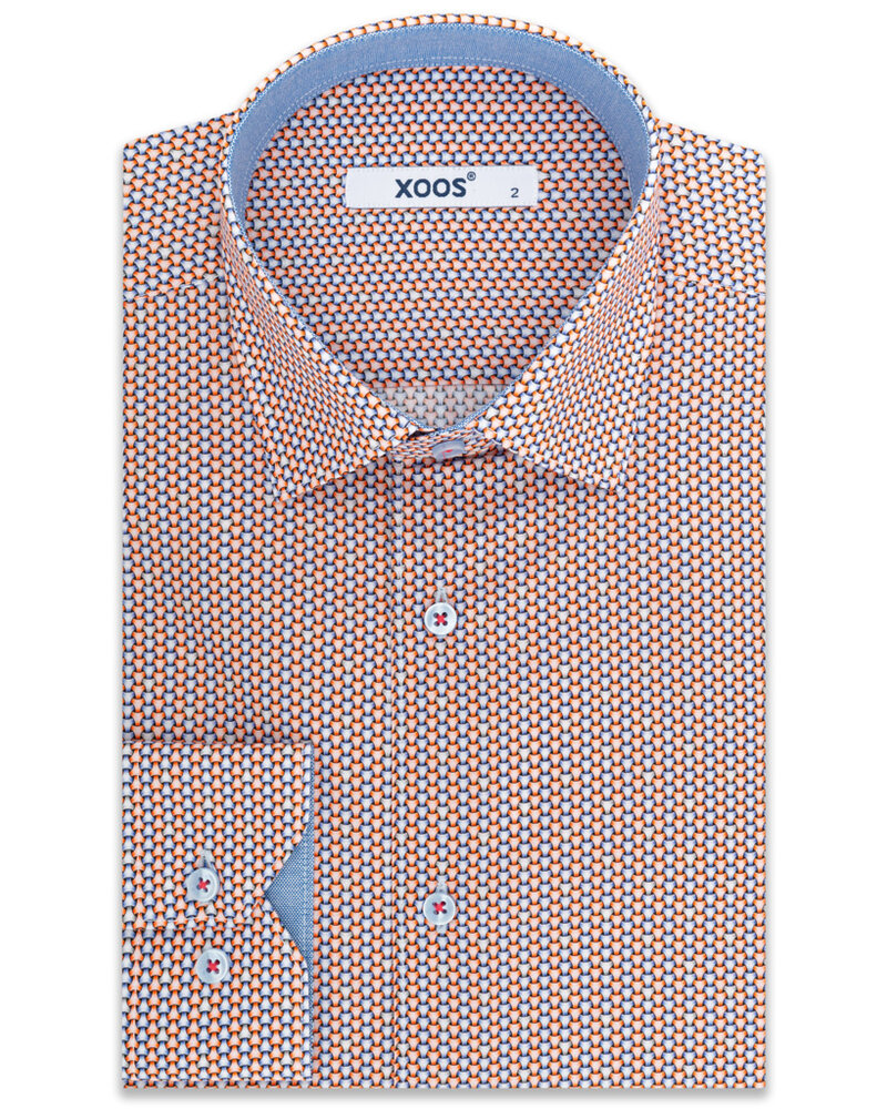 XOOS Chemise homme à motifs imprimés bleu et rouge doublure ciel