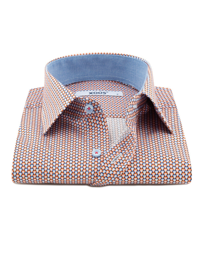 XOOS Men's shirt with blue and red printed motifs and sky blue lining.