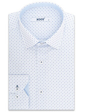 XOOS Chemise homme ciel à motifs imprimés bleu et marine doublure chambray