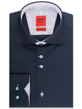 XOOS Men's navy dress shirt pink printed patterned and Liberty lining (double chest-button)