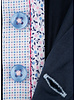 XOOS Men's navy dress shirt pink printed patterned and Liberty lining (double chest-button)