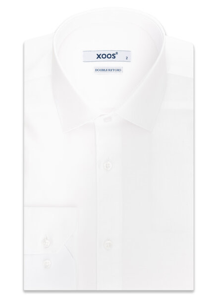 XOOS Chemise homme à col Français en gabardine blanche et (Double Retors)