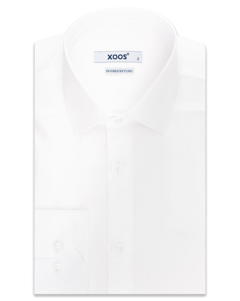 XOOS Men's white French collar  gabardeen dress shirt with (Double Twisted)