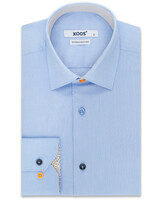 XOOS Men's sky blue shirt with orange floral patterned lining and colorful buttonholes (Double Retors)