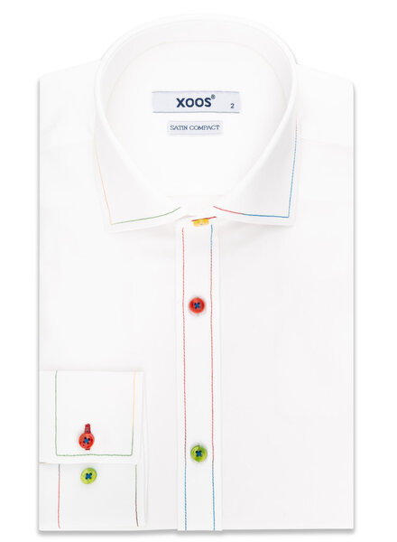 XOOS Chemise homme à surpiqûre colorée et boutons assortis (double Retors)