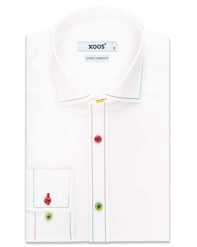 XOOS Chemise homme à surpiqûre colorée et boutons assortis (double Retors)