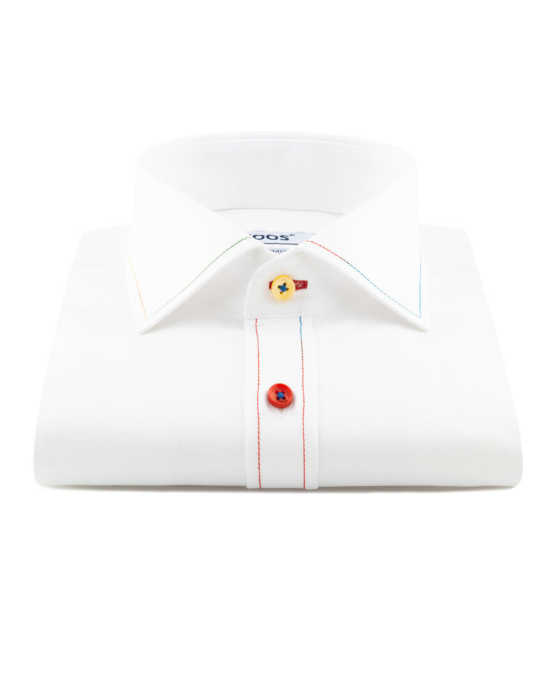 XOOS Men's shirt with colorful stitching and matching buttons (double twisted)