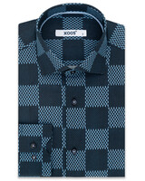 XOOS Men's shirt in blue Gypsy Bambara checkerboard pattern