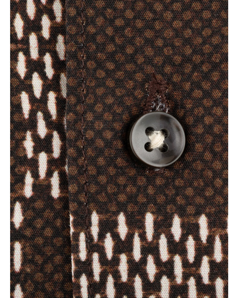 XOOS Men's shirt in brown Gypsy Bambara checkerboard pattern