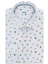 XOOS Men's striped shirt with summer prints