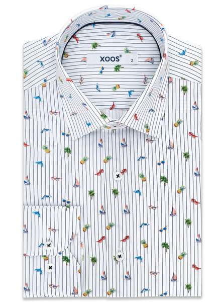 XOOS Chemise homme à rayures et imprimé d'été