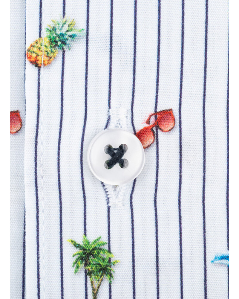 XOOS Men's striped shirt with summer prints