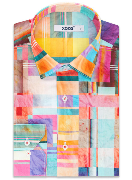 XOOS Chemise homme imprimé patchwork multicolore