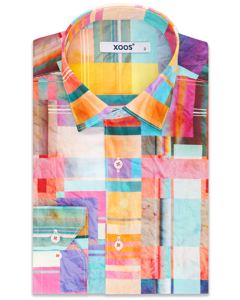 XOOS Men's shirt with multicolored patchwork print