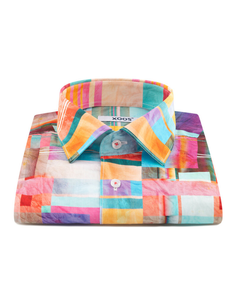XOOS Men's shirt with multicolored patchwork print