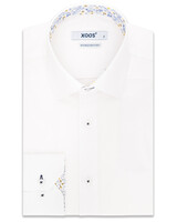 XOOS Men's white shirt with yellow and blue floral lining (Double Twisted)
