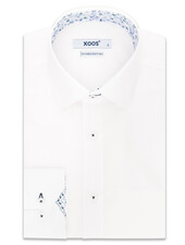 XOOS Men's white shirt with green and blue floral lining (Double Twisted)