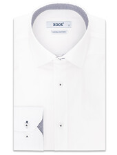 XOOS Men's white shirt with micro-circle patterned lining (Double Twisted)
