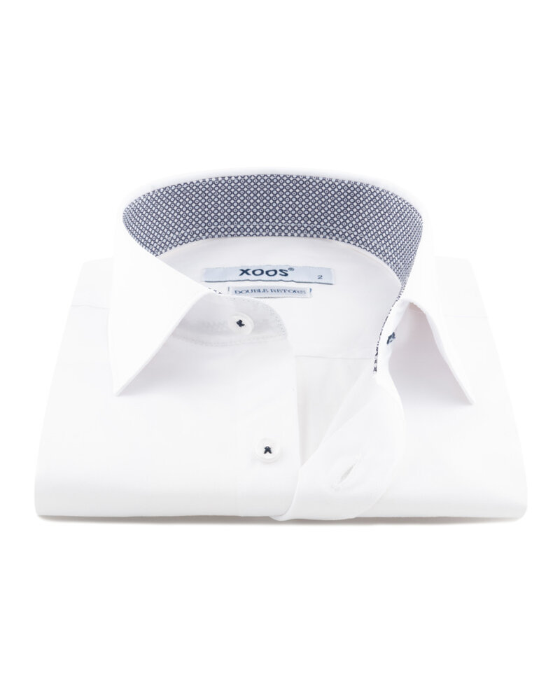 XOOS Men's white shirt with micro-circle patterned lining (Double Twisted)