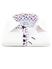 XOOS Men's white dress shirt Navy and red printed patterned and Liberty lining (double chest-button)