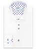 XOOS Men's white dress shirt Navy and brown printed patterned and Liberty lining (double chest-button) - Copy