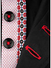 XOOS Chemise homme noire à double boutonnage doublure à motifs rouges
